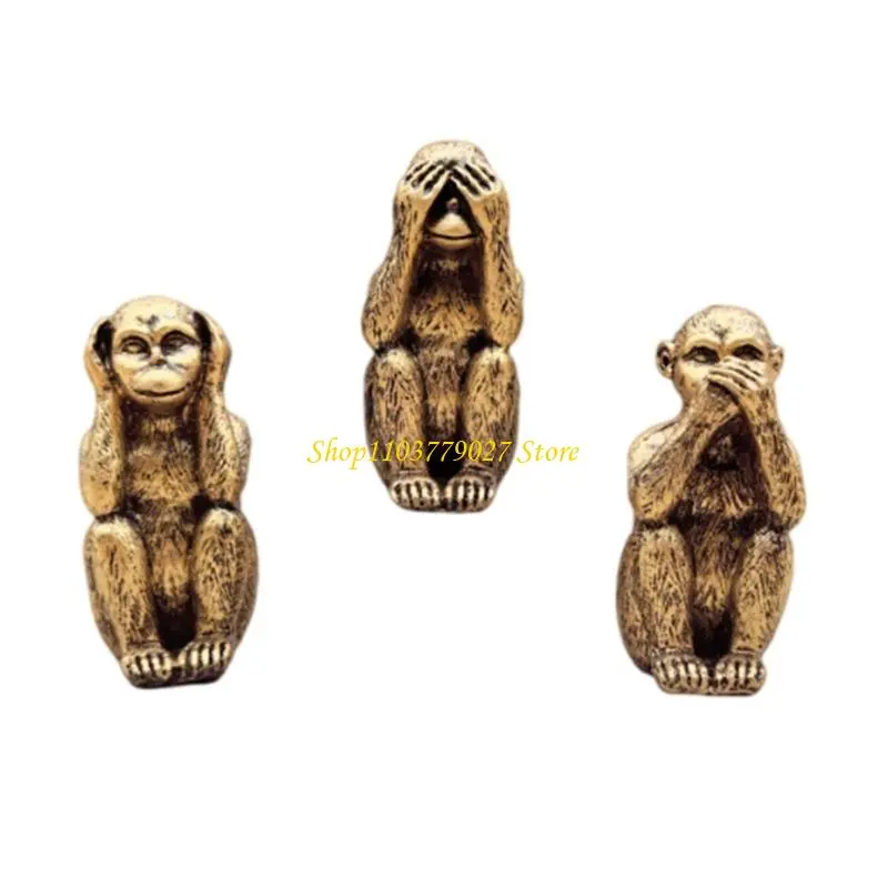 C4DF Elegant Three Wise Monkeys Figurines Decorations See No Hear No Speak No Evil Sculptures Enhancing Cultural