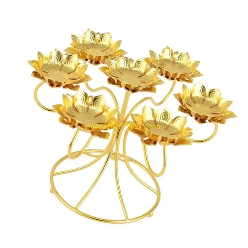 C4DF Butter Lamp Holder Coppers Candlestick Holder Seven Lamp Holder