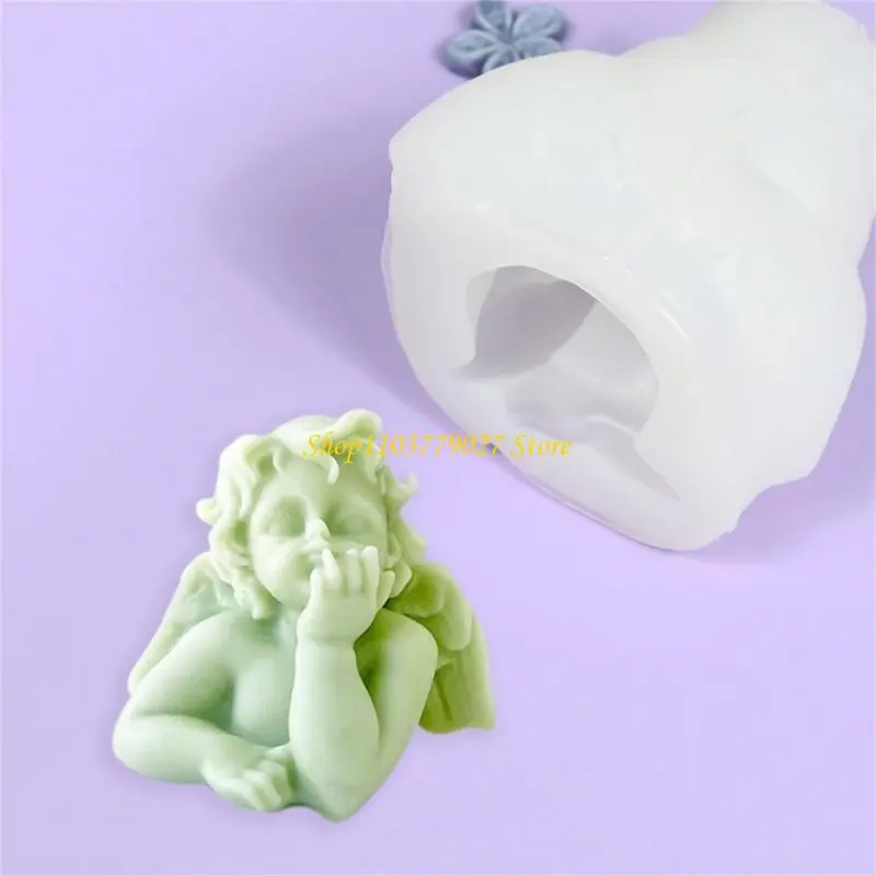 C4DF Winged Little Girl Statue Silicone Molds for Epoxy Resin Soap Home Decoration Cement Gypsum Silicone Molds