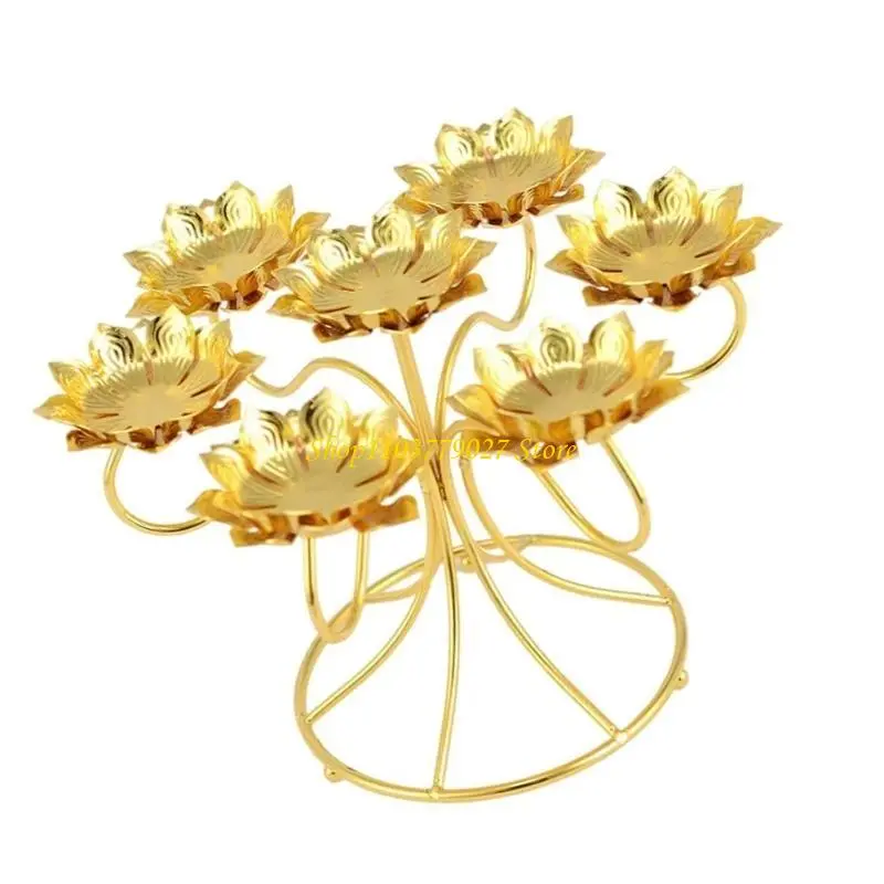 C4DF Butter Lamp Holder Coppers Candlestick Holder Seven Lamp Holder