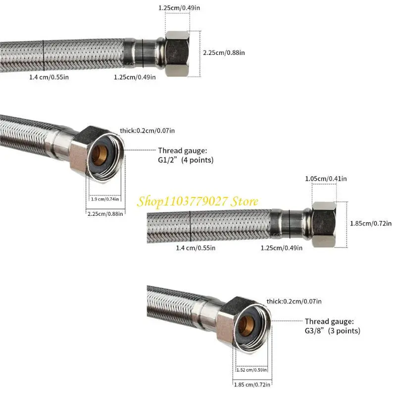 C4DF Toilet Water Connectors Hose 3/8inch to 1/2inch Stainless Steel Toilet Water Supply Line Braided Toilet Connector