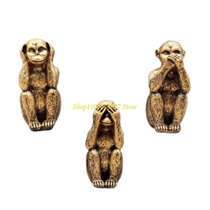 C4DF Elegant Three Wise Monkeys Figurines Decorations See No Hear No Speak No Evil Sculptures Enhancing Cultural