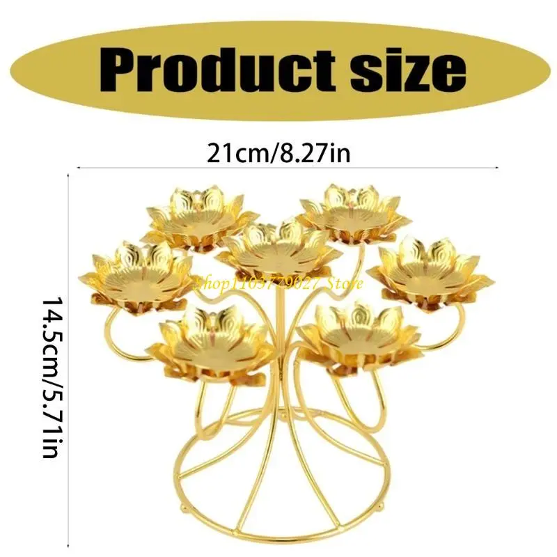 C4DF Butter Lamp Holder Coppers Candlestick Holder Seven Lamp Holder