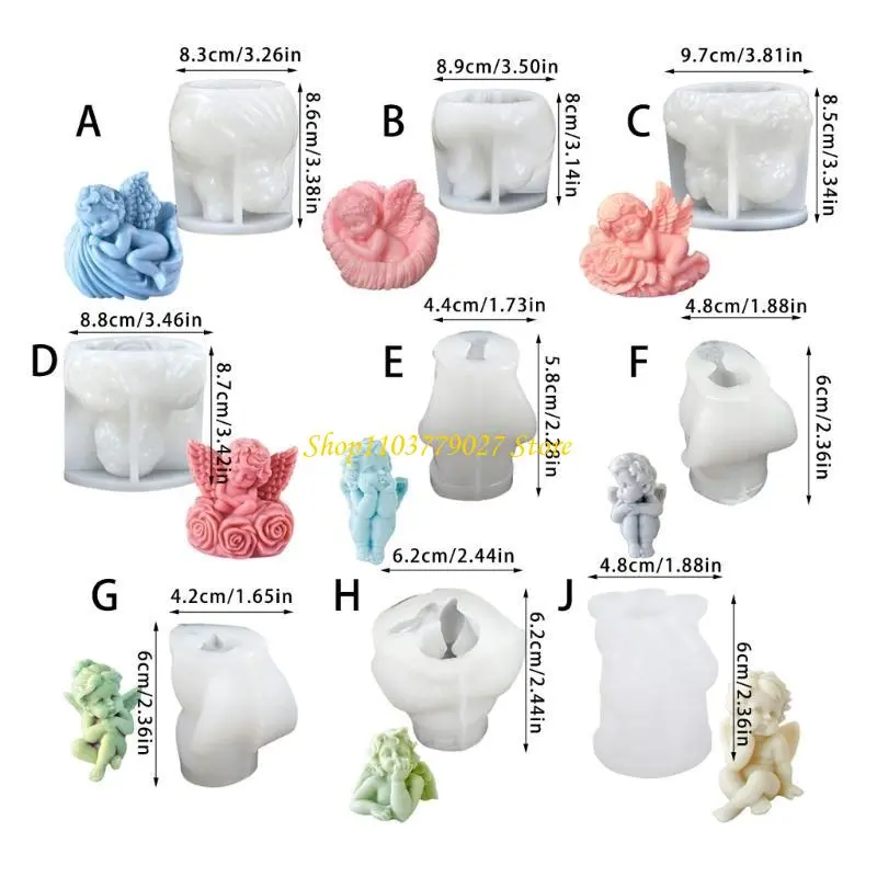 C4DF Winged Little Girl Statue Silicone Molds for Epoxy Resin Soap Home Decoration Cement Gypsum Silicone Molds
