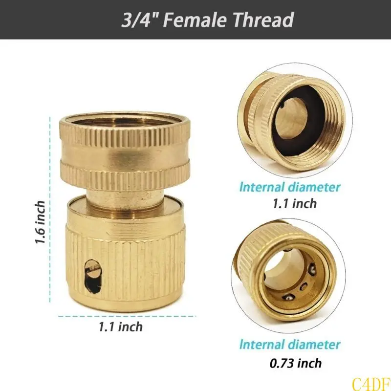 C4DF 2Pcs Repair Watering 3/4" Brass Quick Connector Garden Yard Lawn Irrigation