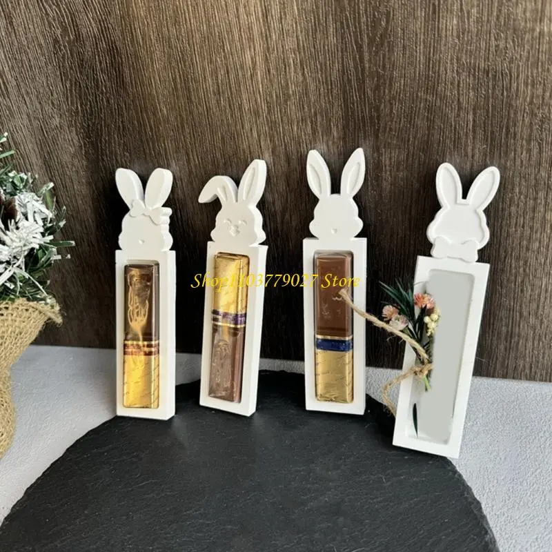 C4DF Easters Rabbits Mould Silicone Molds Plasters Molds Chocolate Holder Castings Molds Gift Box Molds Craft Supplies