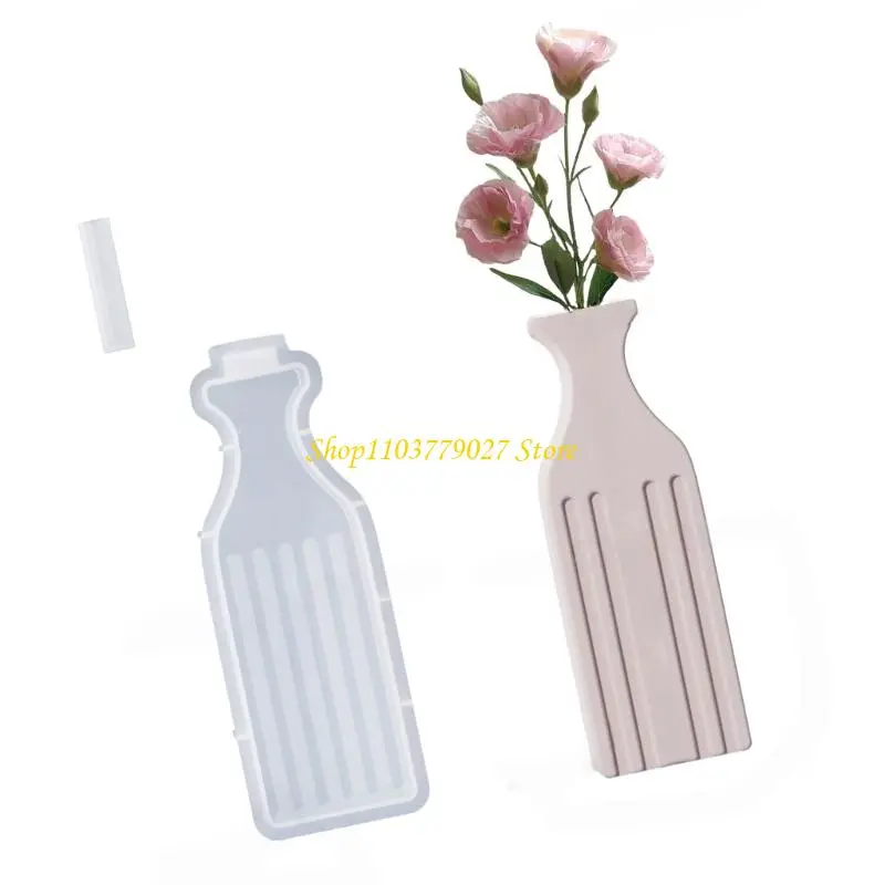 C4DF Striped Silicone Vase Molds Epoxy Resin Silicone Molds Flower Vase Silicone Molds for Flower Vase Home Decoration