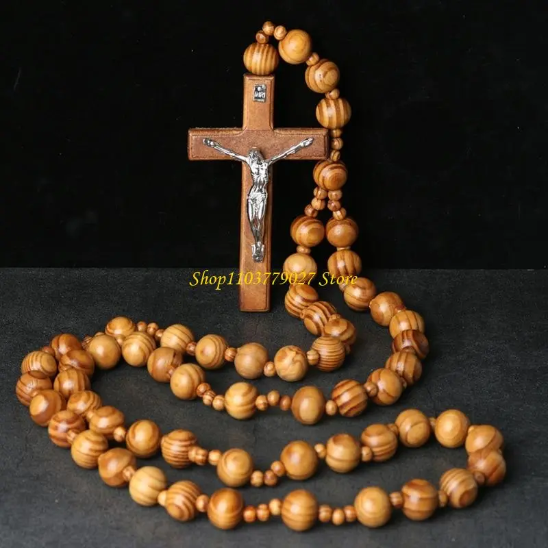 C4DF Oversized Rosary Chain with Crosses Wall Display Religious Home Church Ornament