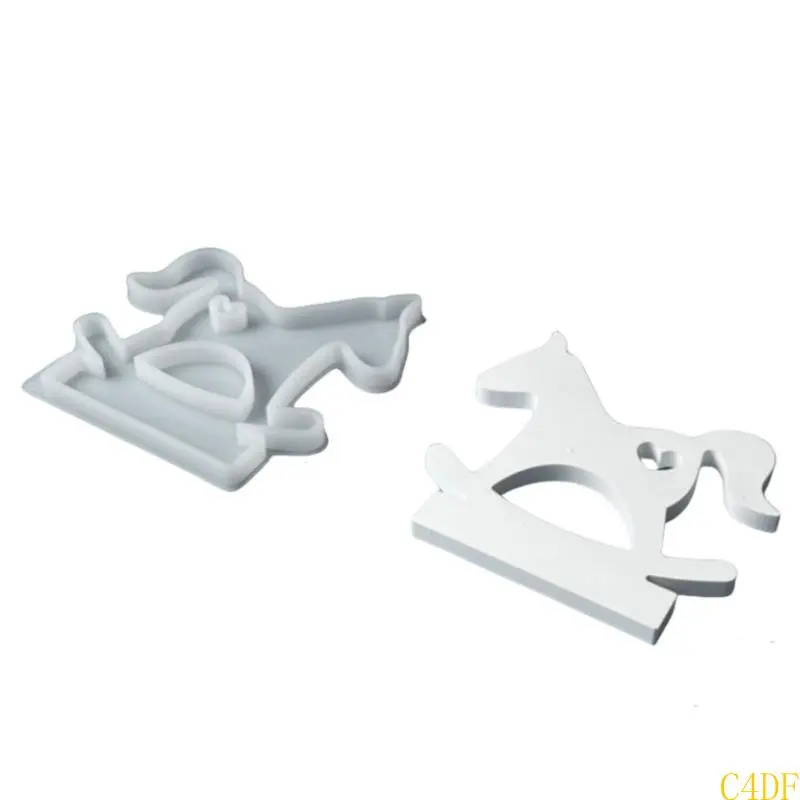 C4DF Silicone Moulds Horse Candlesticks Resins Molds DIY Concrete Castings Mould Hearts Horse Holder Silicone Molds