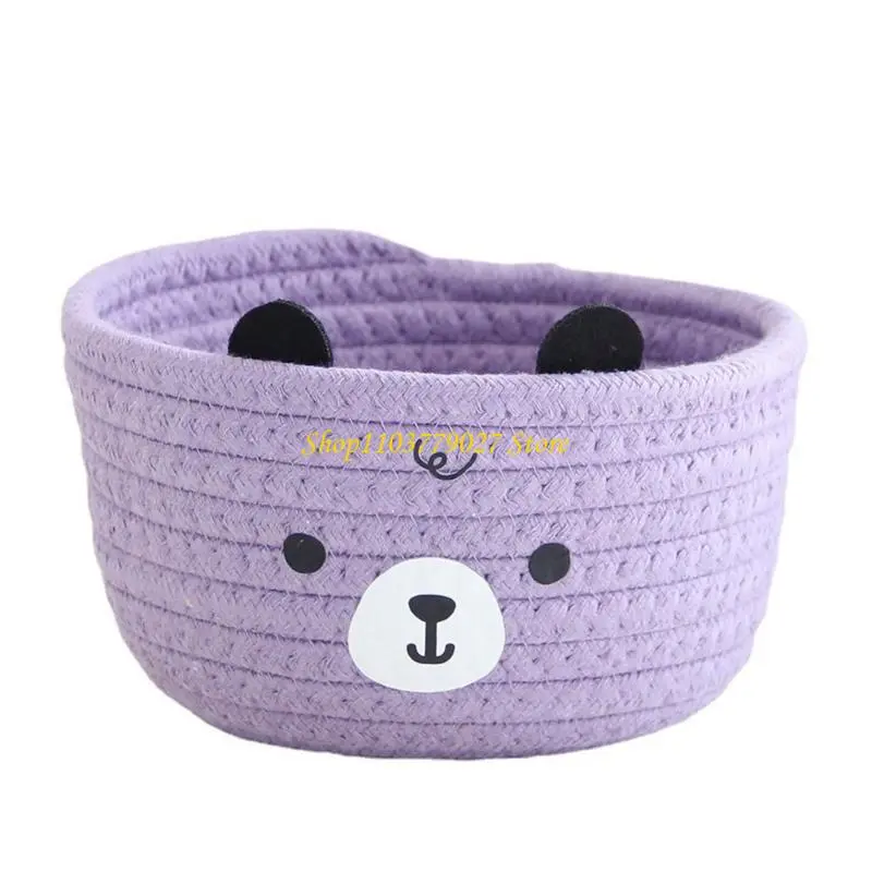C4DF Multipurpose Cotton Rope Handwoven Basket for Bedroom Office Clutters Controlled
