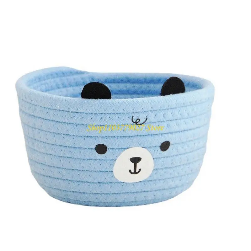 C4DF Multipurpose Cotton Rope Handwoven Basket for Bedroom Office Clutters Controlled