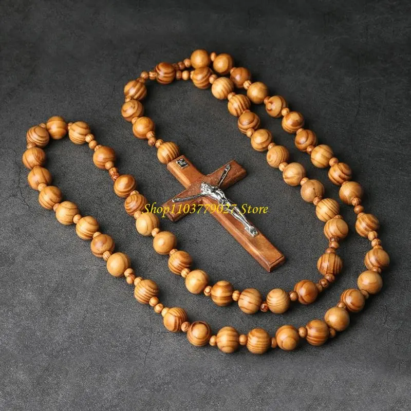 C4DF Catholic Spiritual Wall Rosary Beads Chain Oversized Crosses Decoration