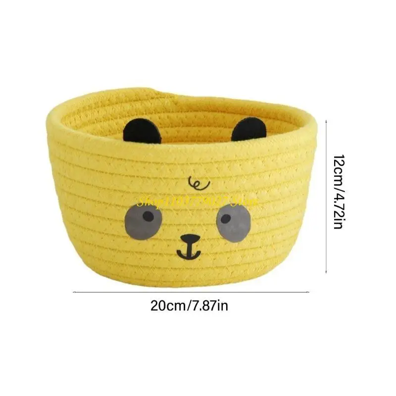 C4DF Multipurpose Cotton Rope Handwoven Basket for Bedroom Office Clutters Controlled