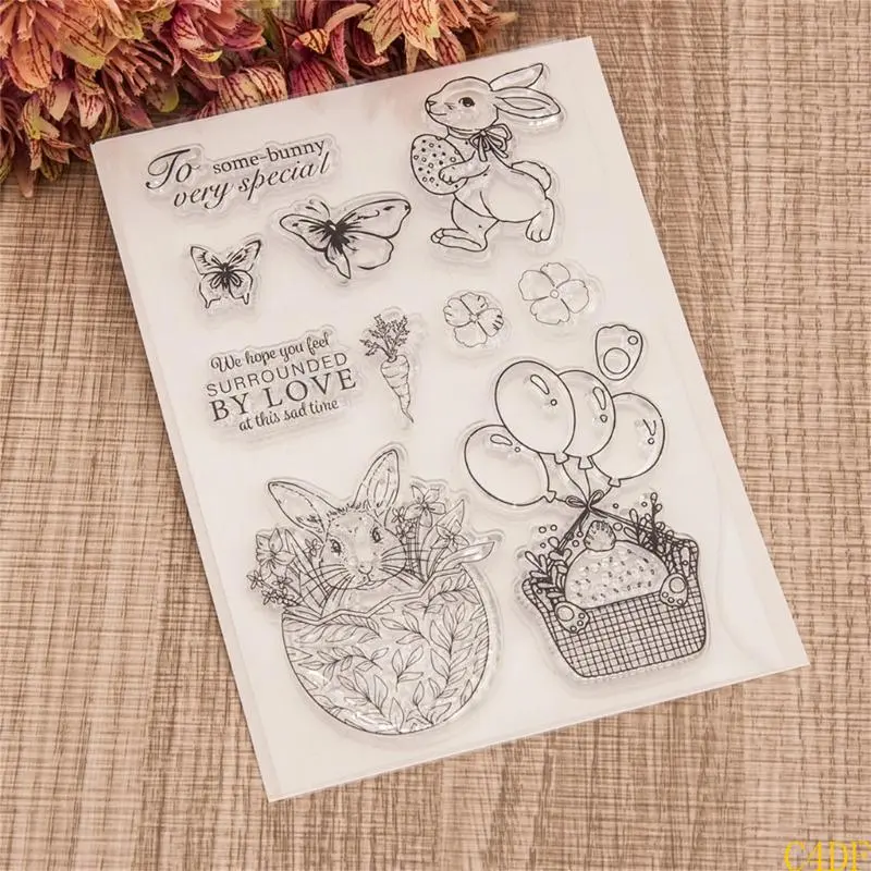 C4DF Easter Rabbit Eggs Clear Stamps and Cutting Dies for Card Making Album Photo Decorations Die Cut Seal DIY Scrapbooking