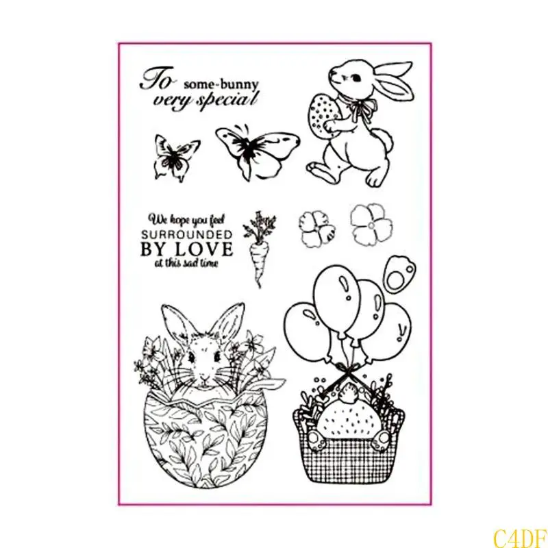 C4DF Easter Rabbit Eggs Clear Stamps and Cutting Dies for Card Making Album Photo Decorations Die Cut Seal DIY Scrapbooking