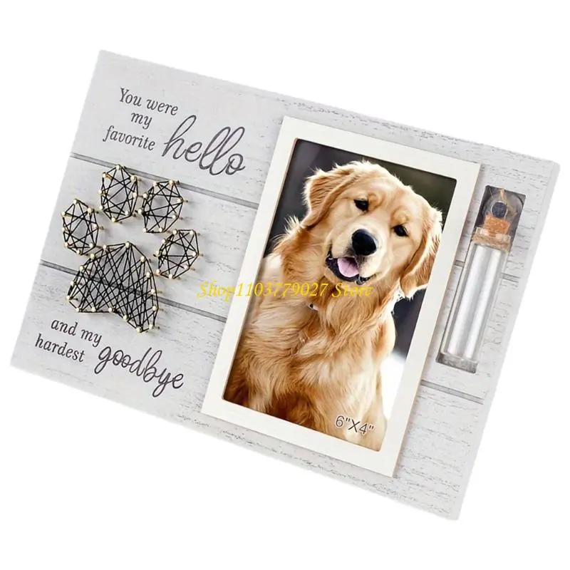 C4DF Pet Memorial Picture Frame with Small Glass Bottle for Home Decoration Gift