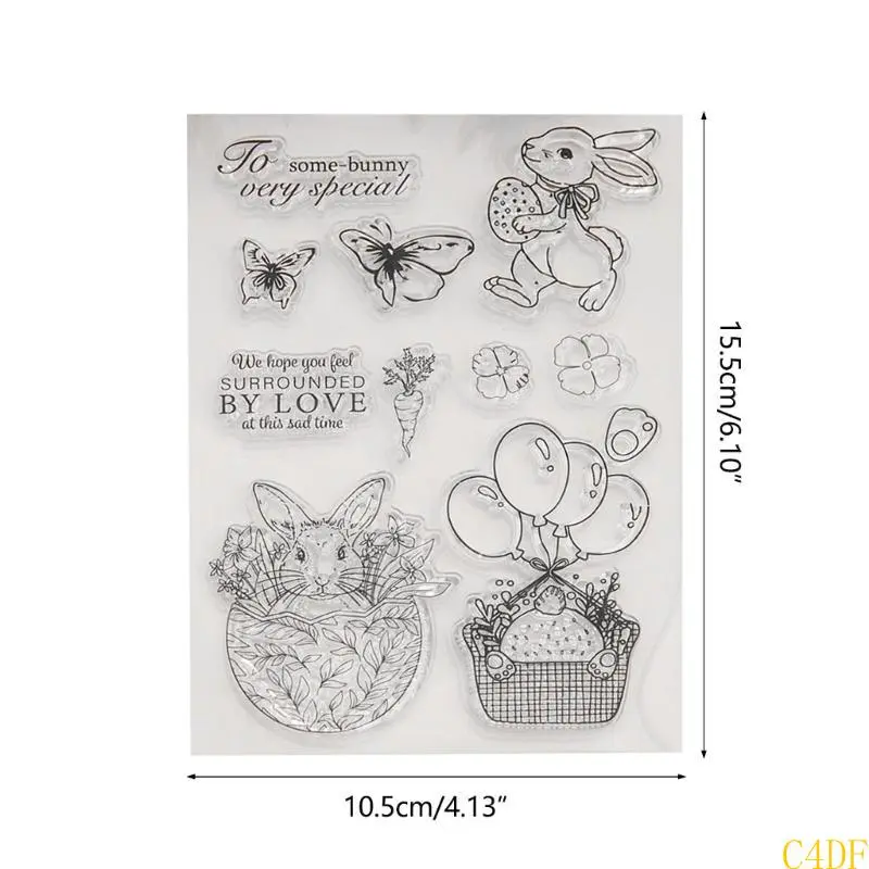 C4DF Easter Rabbit Eggs Clear Stamps and Cutting Dies for Card Making Album Photo Decorations Die Cut Seal DIY Scrapbooking