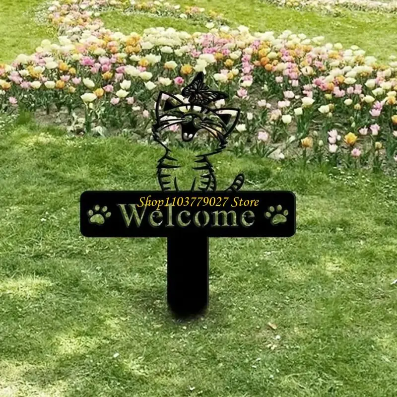 C4DF Modern Metal Cats Yard Art for Individualized Courtyard Decoration Garden Decors