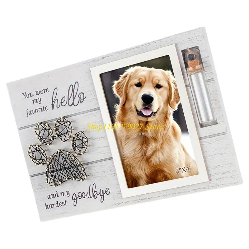 C4DF Pet Memorial Picture Frame with Small Glass Bottle for Home Decoration Gift