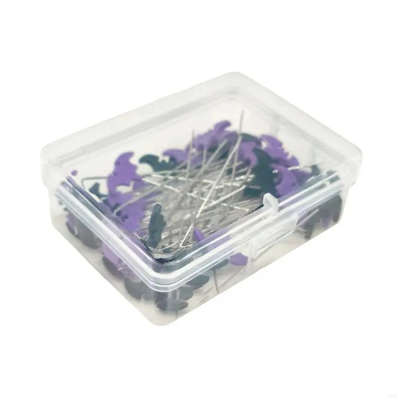 C4DF 50/100pcs Halloween Bat Dressmaking Pins Sewing Embroidery Patchwork Tools Positioning Needle Fixed Button Pins DIY
