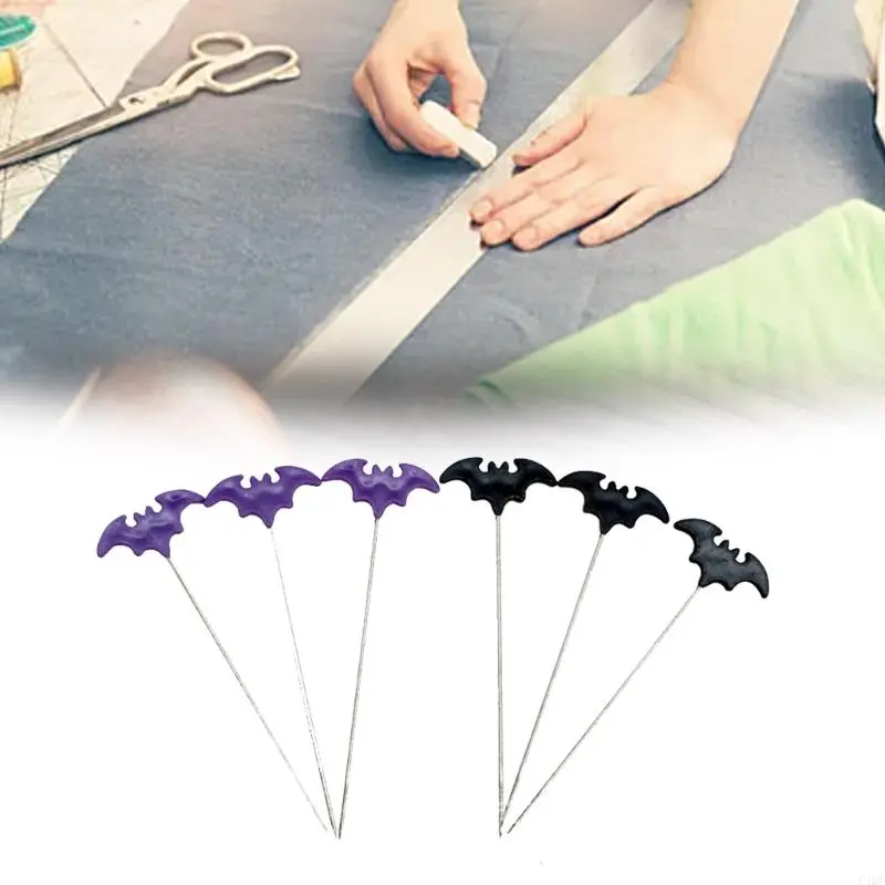 C4DF 50/100pcs Halloween Bat Dressmaking Pins Sewing Embroidery Patchwork Tools Positioning Needle Fixed Button Pins DIY