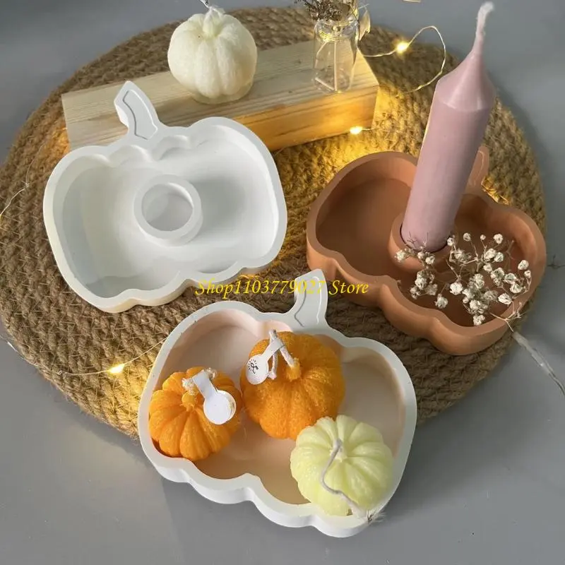 C4DF Pumpkin Silicone Candlestick Molds for Candle Holder Gypsum Decoration