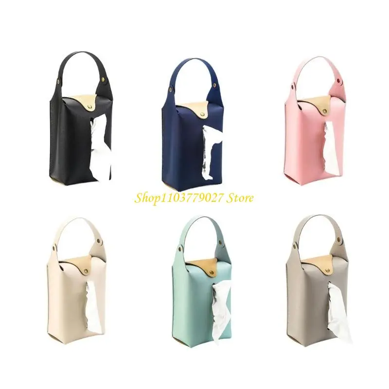C4DF Set Of 2 PU Leather Tissue Box for Home and Vehicle Use Stylish Napkin Dispenser