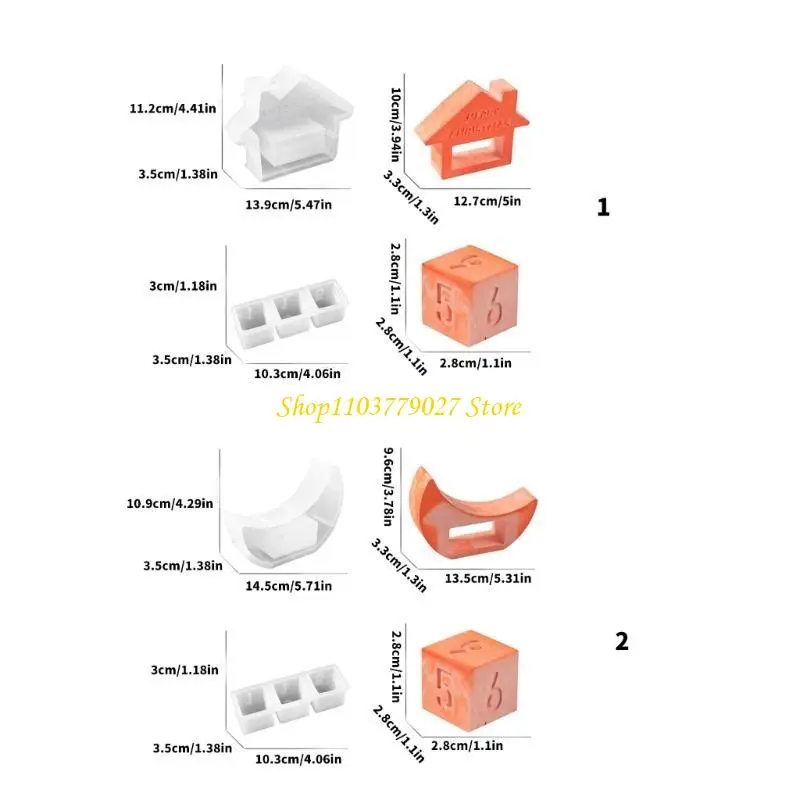C4DF 3-in-1 Number Cube Silicone Molds Silicone Block Calendar Molds for Epoxy Resin