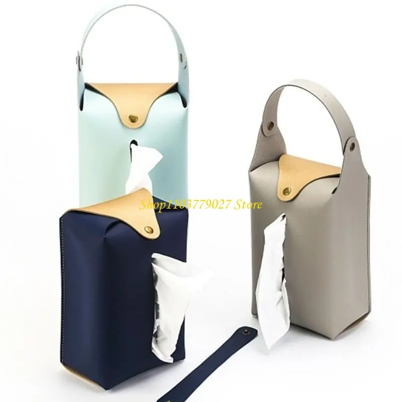 C4DF Set Of 2 PU Leather Tissue Box for Home and Vehicle Use Stylish Napkin Dispenser
