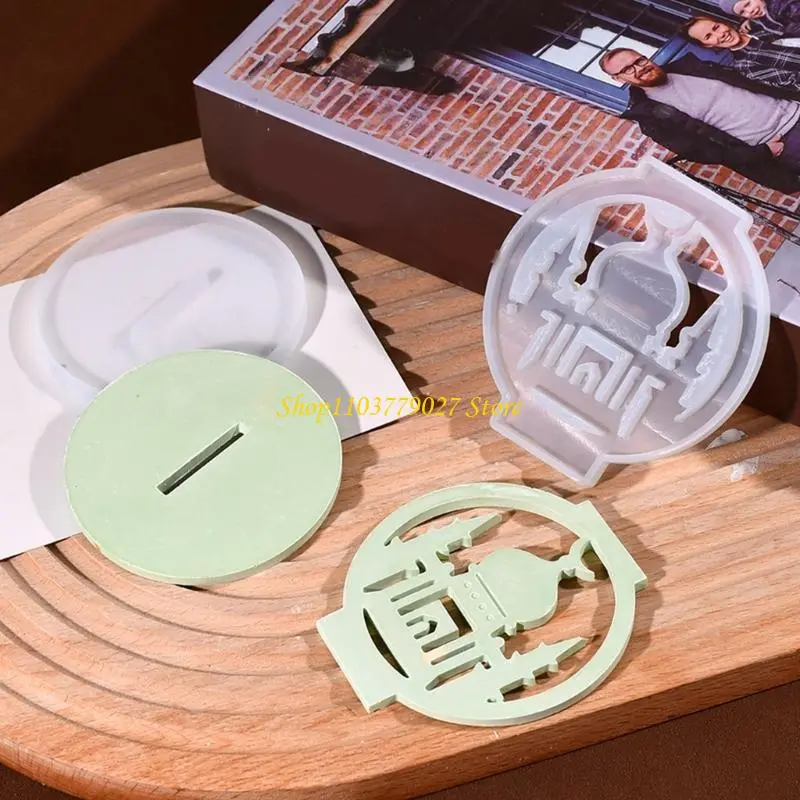C4DF Star Moon Candlestick Silicone Molds Middle Eastern Holder Molds 3D Ornament Molds Plasters Mould