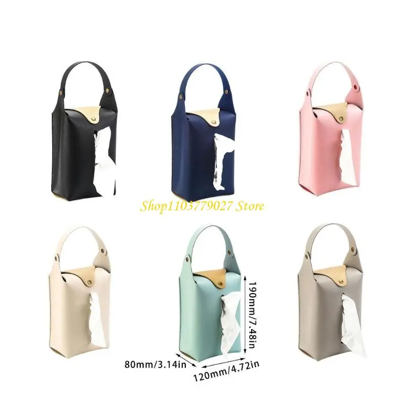 C4DF Set Of 2 PU Leather Tissue Box for Home and Vehicle Use Stylish Napkin Dispenser