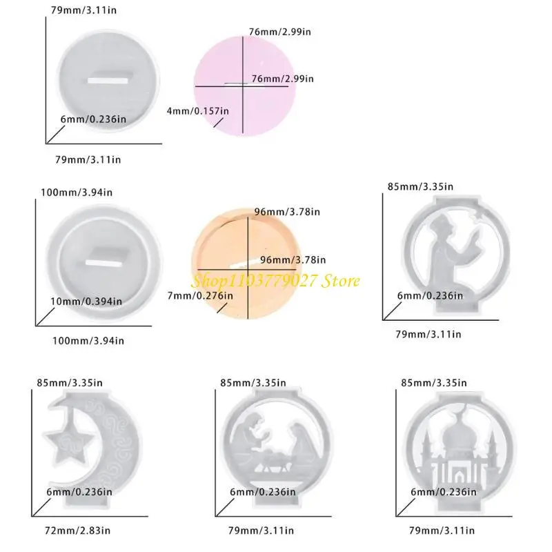 C4DF Star Moon Candlestick Silicone Molds Middle Eastern Holder Molds 3D Ornament Molds Plasters Mould