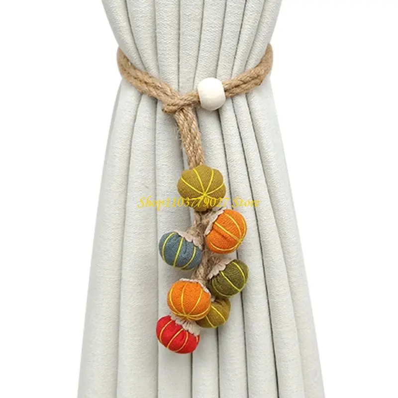 C4DF Pack of 2 Adjustable Not Drill Pumpkin Curtain Tiebacks for Home Decors