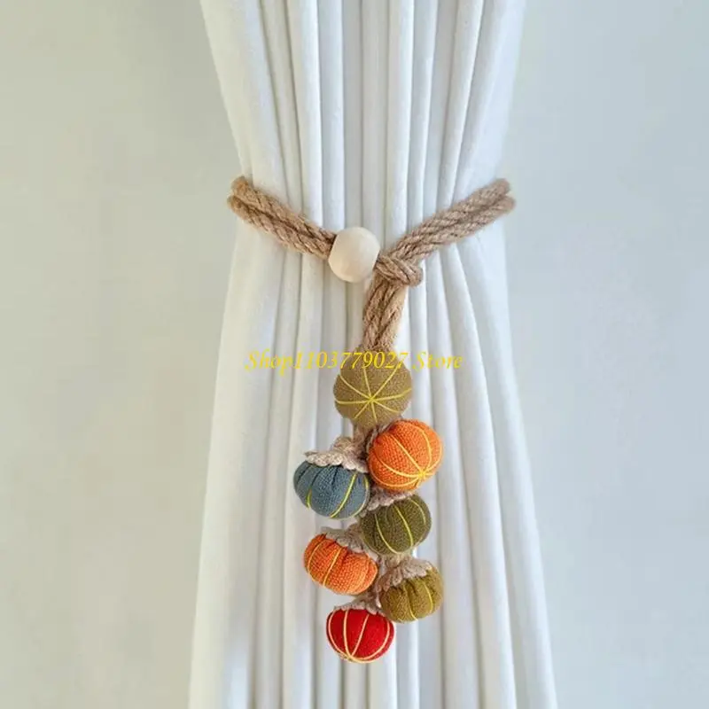 C4DF Pack of 2 Adjustable Not Drill Pumpkin Curtain Tiebacks for Home Decors
