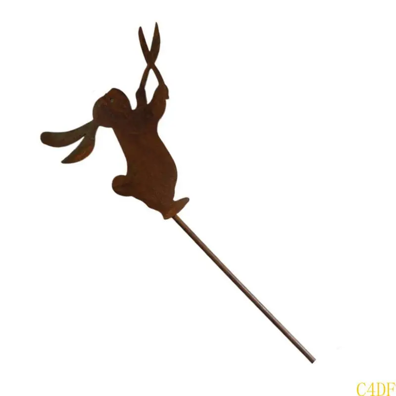 C4DF Iron Easter Rabbit Stake Garden Inserting Sign Antideformed Easter Ground Sign