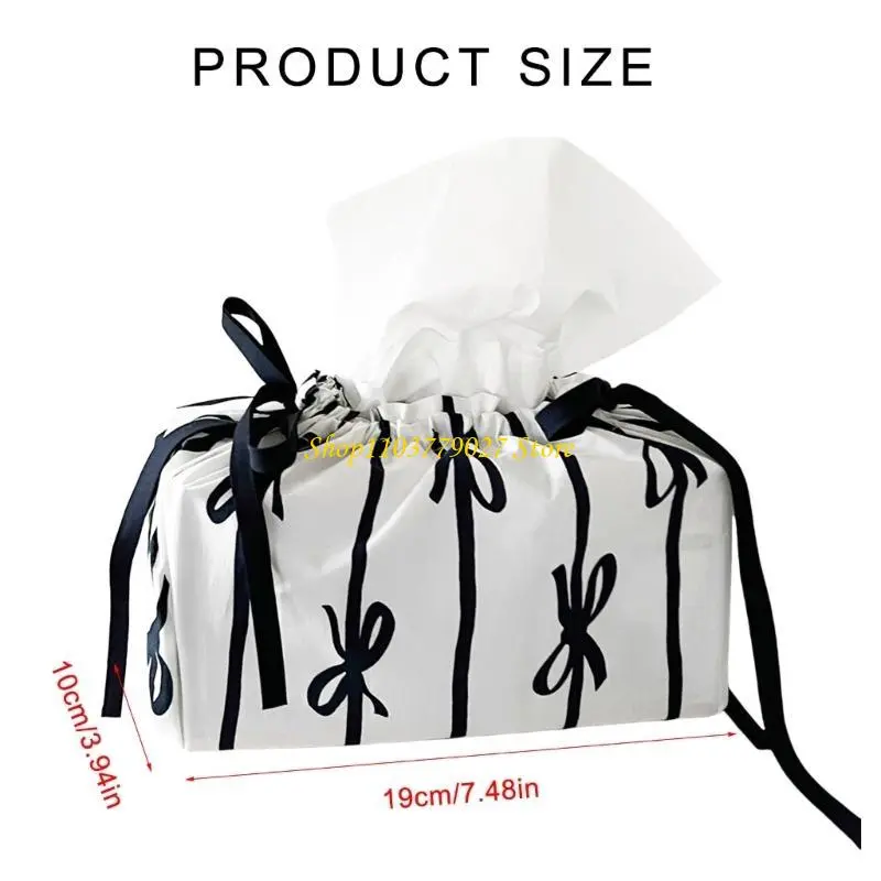 C4DF Charm Bowknot Tissue Pocket Cotton Storage Bag Home Accessory for Everyday Use