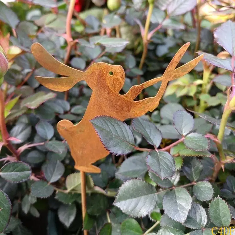 C4DF Iron Easter Rabbit Stake Garden Inserting Sign Antideformed Easter Ground Sign