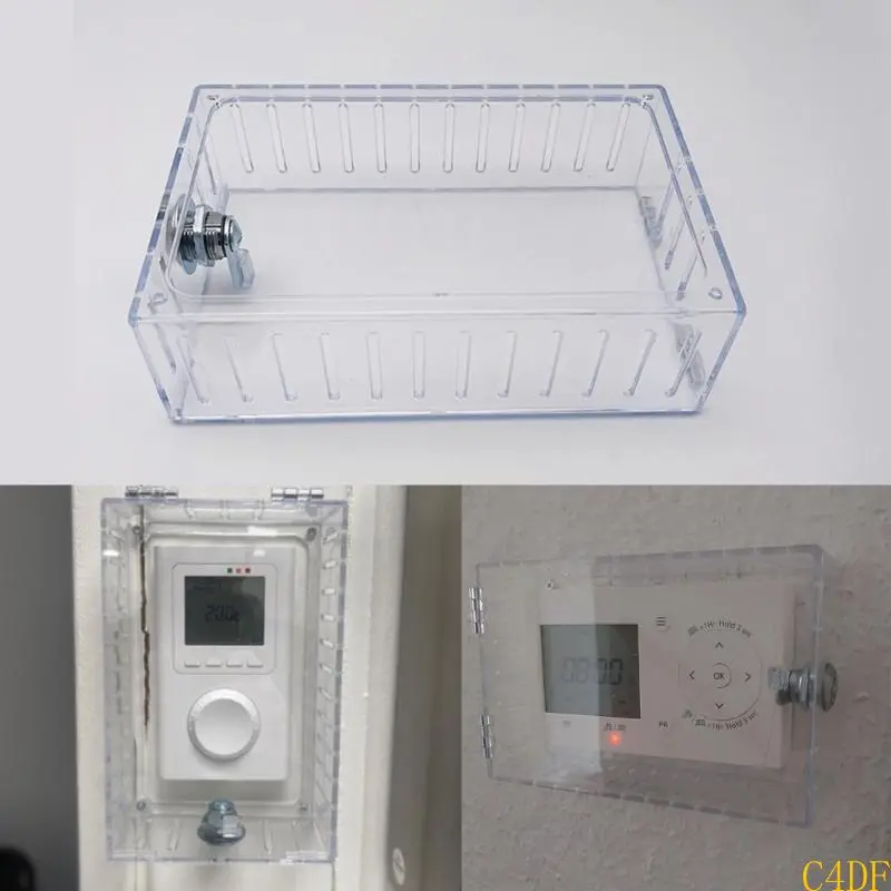 C4DF Lockable Thermostat Lock Box Cover Thermostat Lock Box with Key Easy to Install
