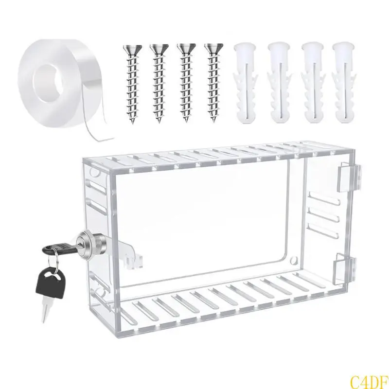 C4DF Lockable Thermostat Lock Box Cover Thermostat Lock Box with Key Easy to Install