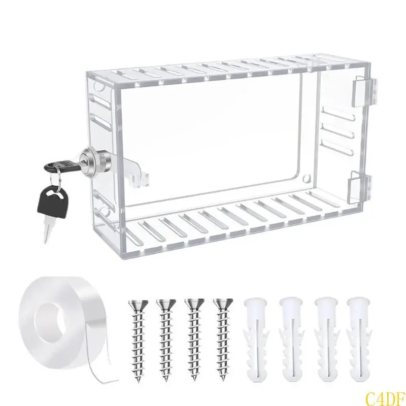 C4DF Lockable Thermostat Lock Box Cover Thermostat Lock Box with Key Easy to Install