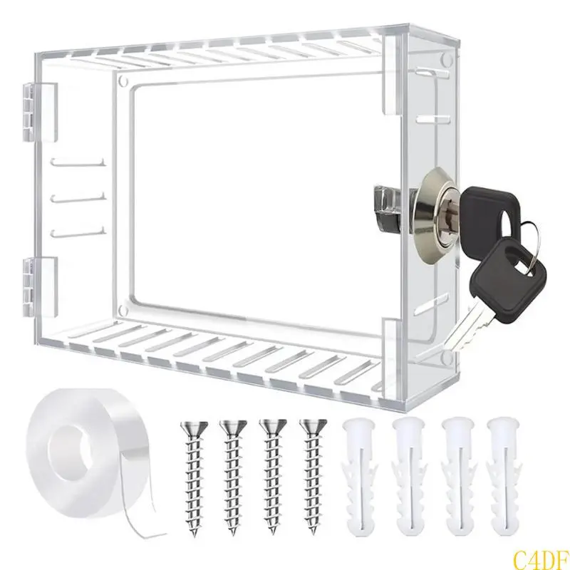 C4DF Lockable Thermostat Lock Box Cover Thermostat Lock Box with Key Easy to Install