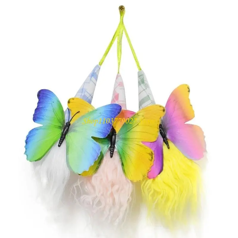 C4DF 2Pieces Butterfly Wing Miniature Gnomes Dolls Hanging Ornaments Easters Swedish Elf Toy for Collectors and Gift Giving