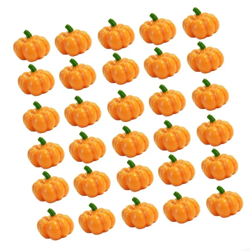 C4DF Mini Pumpkin Model Halloween Miniature Pumpkin Figurines Tiny Pumpkin Statue