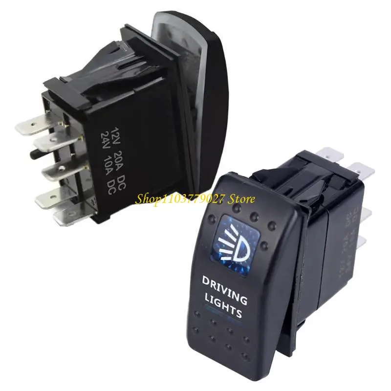 C4DF 2Pcs 20A 12V LED Light Rocker Switches 5 Pin 2 Position Rocker Toggle Switches