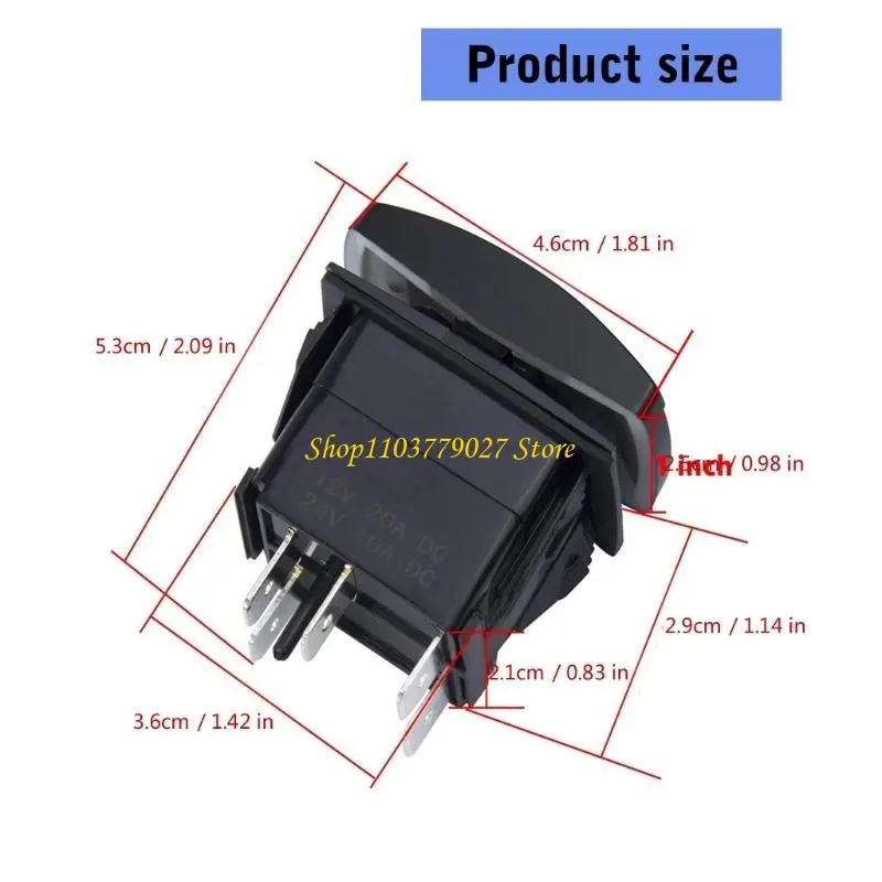 C4DF 2Pcs 20A 12V LED Light Rocker Switches 5 Pin 2 Position Rocker Toggle Switches