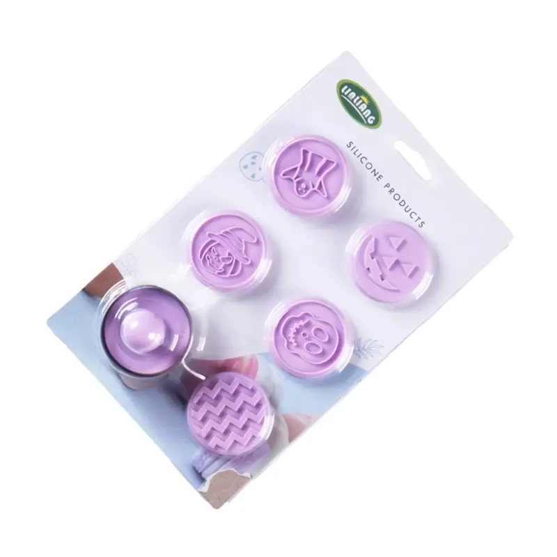 Y1UB 6Pcs Halloween Christmas Sugar Chocolate Fondant Mold Diy Baking Manual Cookie Baking Mold Stamp Cookie Mould
