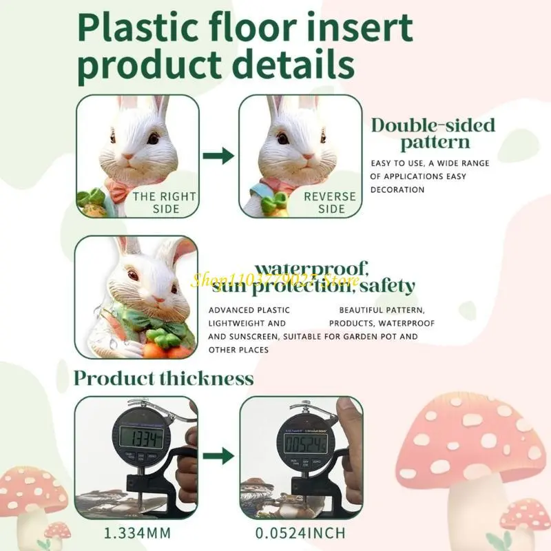 C4DF 2pcs Festival Garden Stake Rabbit Lawn Decoration Weather Resistant PVC Ornament