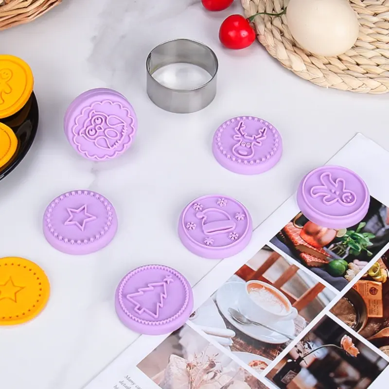 Y1UB 6Pcs Halloween Christmas Sugar Chocolate Fondant Mold Diy Baking Manual Cookie Baking Mold Stamp Cookie Mould