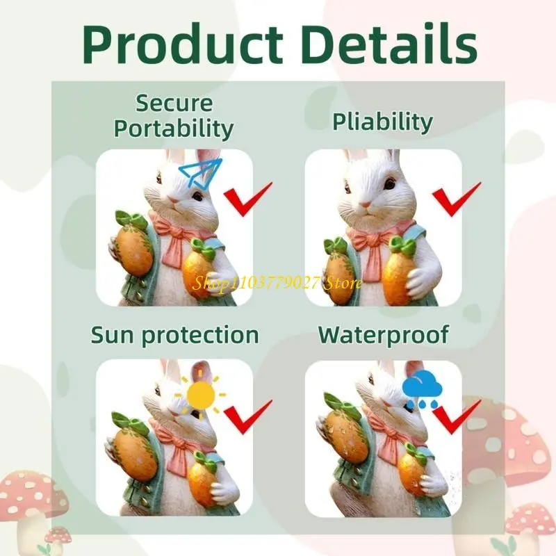 C4DF 2pcs Festival Garden Stake Rabbit Lawn Decoration Weather Resistant PVC Ornament