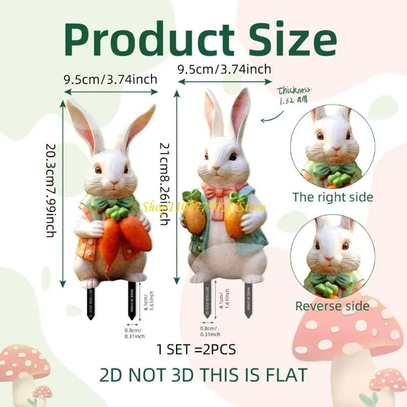 C4DF 2pcs Festival Garden Stake Rabbit Lawn Decoration Weather Resistant PVC Ornament